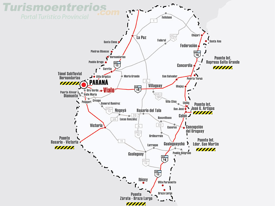 Mapa de Rutas y Accesos a Viale - Imagen: Turismoentrerios.com